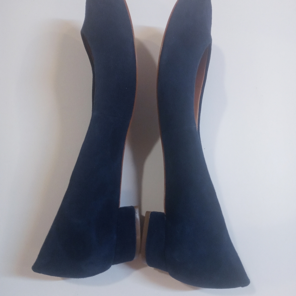 J. CREW NAVY BLUE SUEDE FLAT SHOES sz 7.5 women - Picture 5 of 9